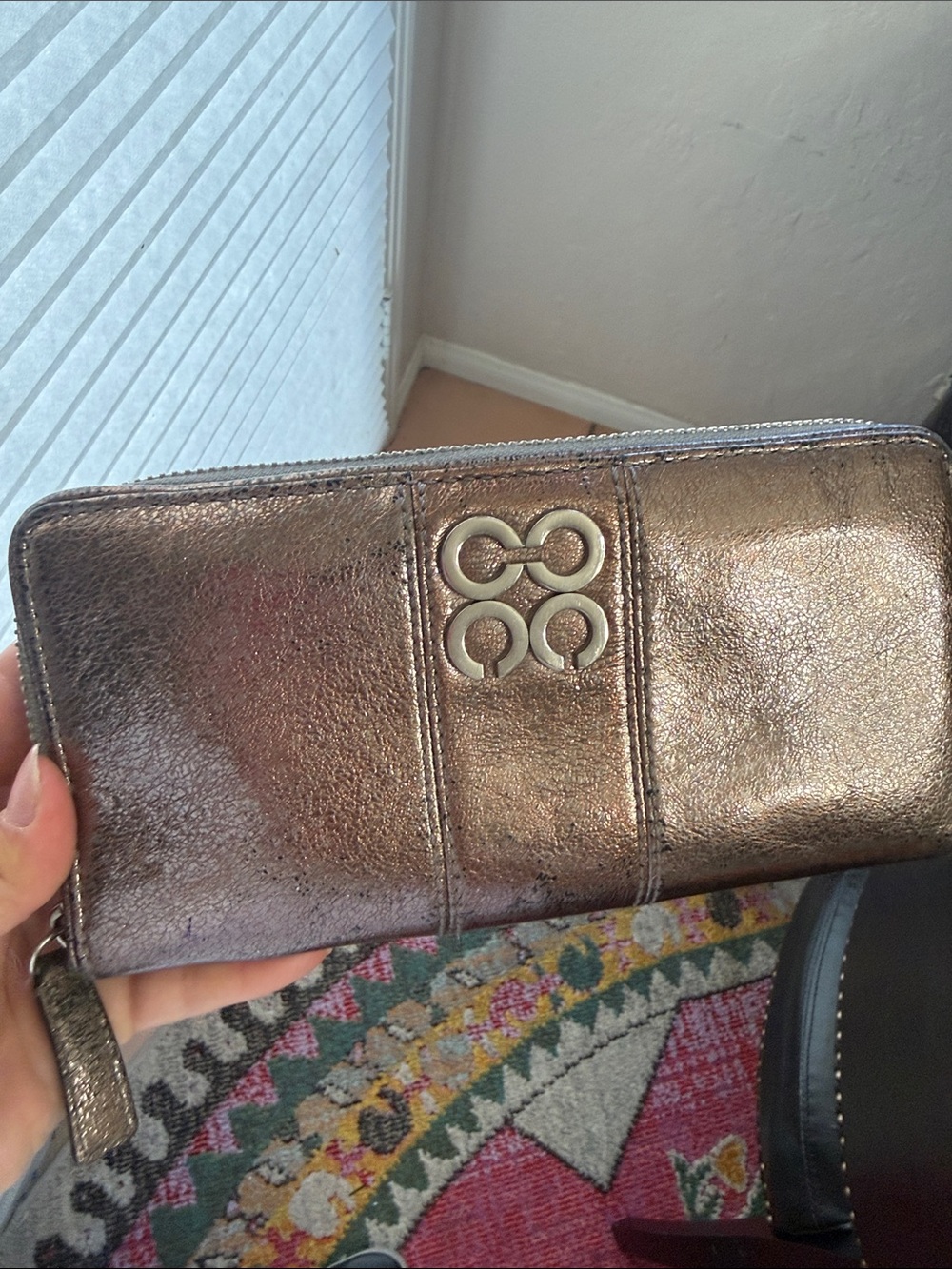 Coach metallic Bronze Zip Wallet